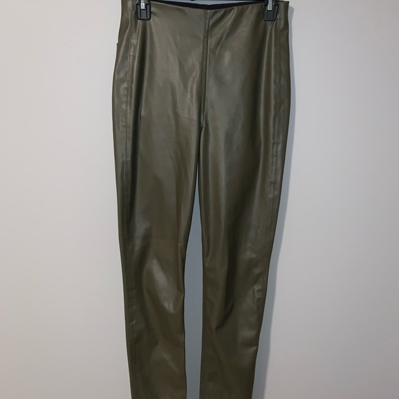 RAG & BONE ARMY GREEN NINA FAUX LEATHER PANTS MEDIUM - Picture 4 of 5